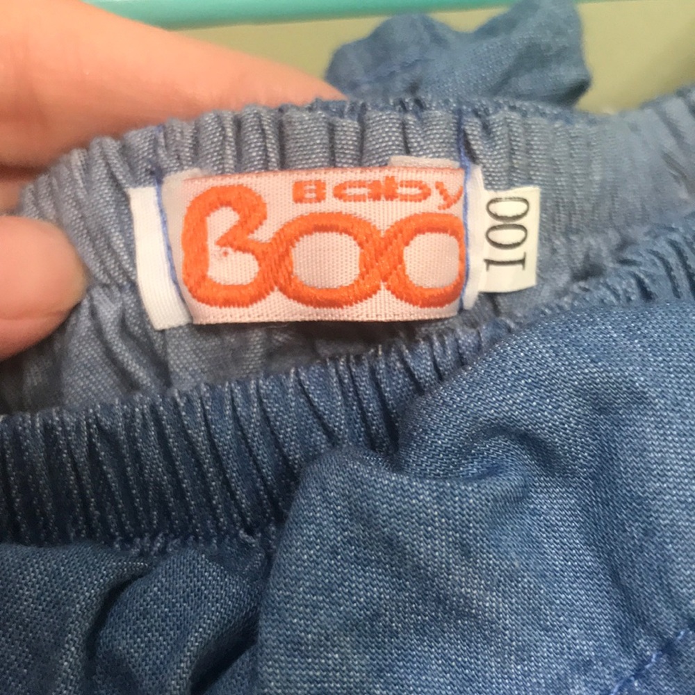 Online boutique 2T “jean” tube top w/ low sleeves - Picture 6 of 7